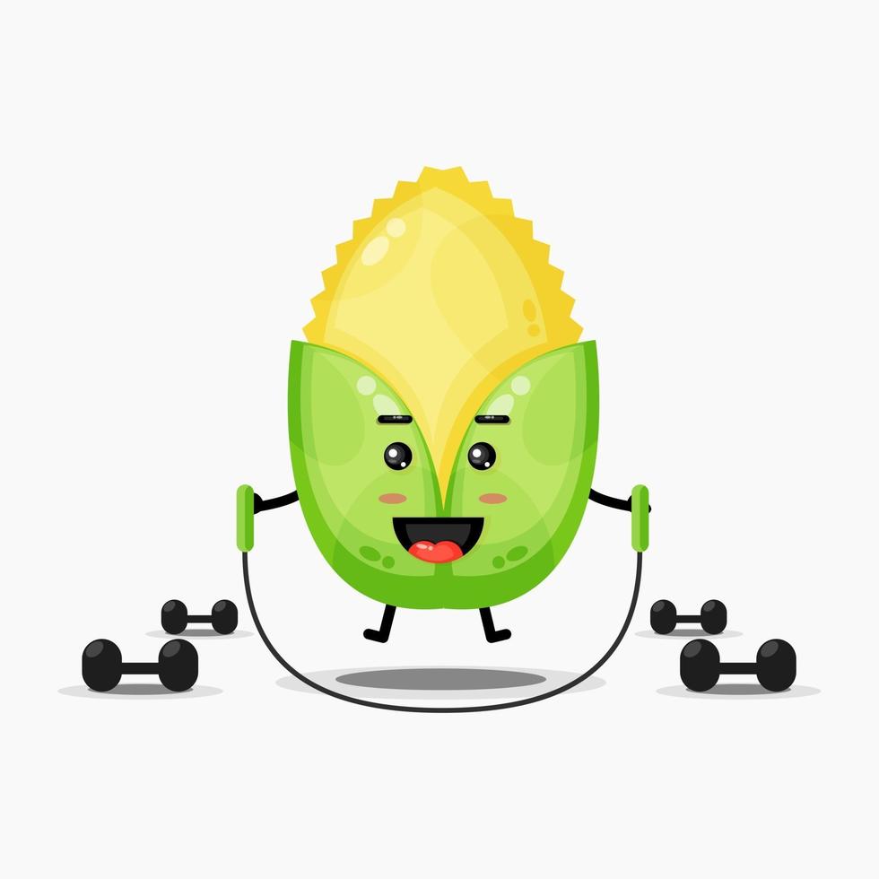 Cute corn is exercising skipping vector