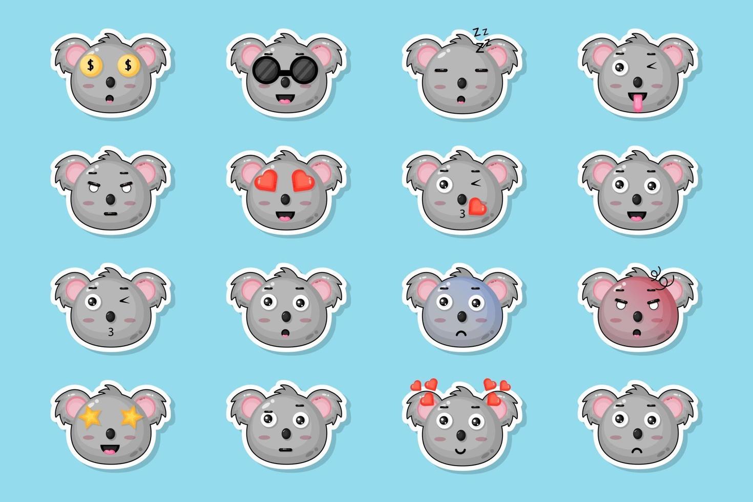 lindo conjunto de pegatinas de koala vector