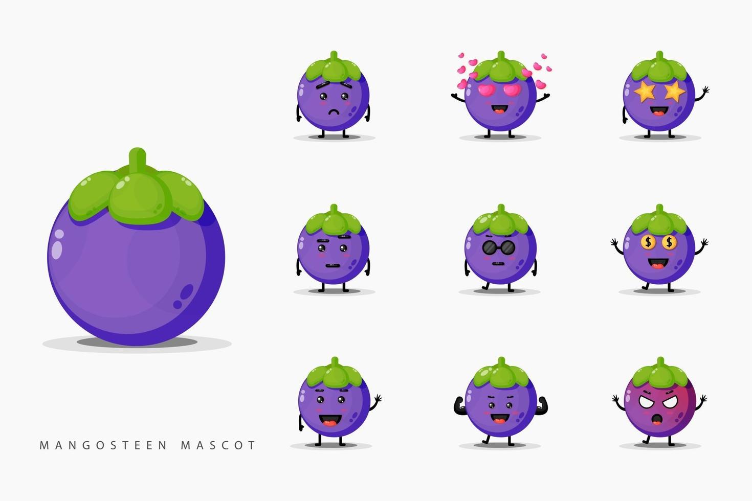 Cute mangosteen mascot set vector