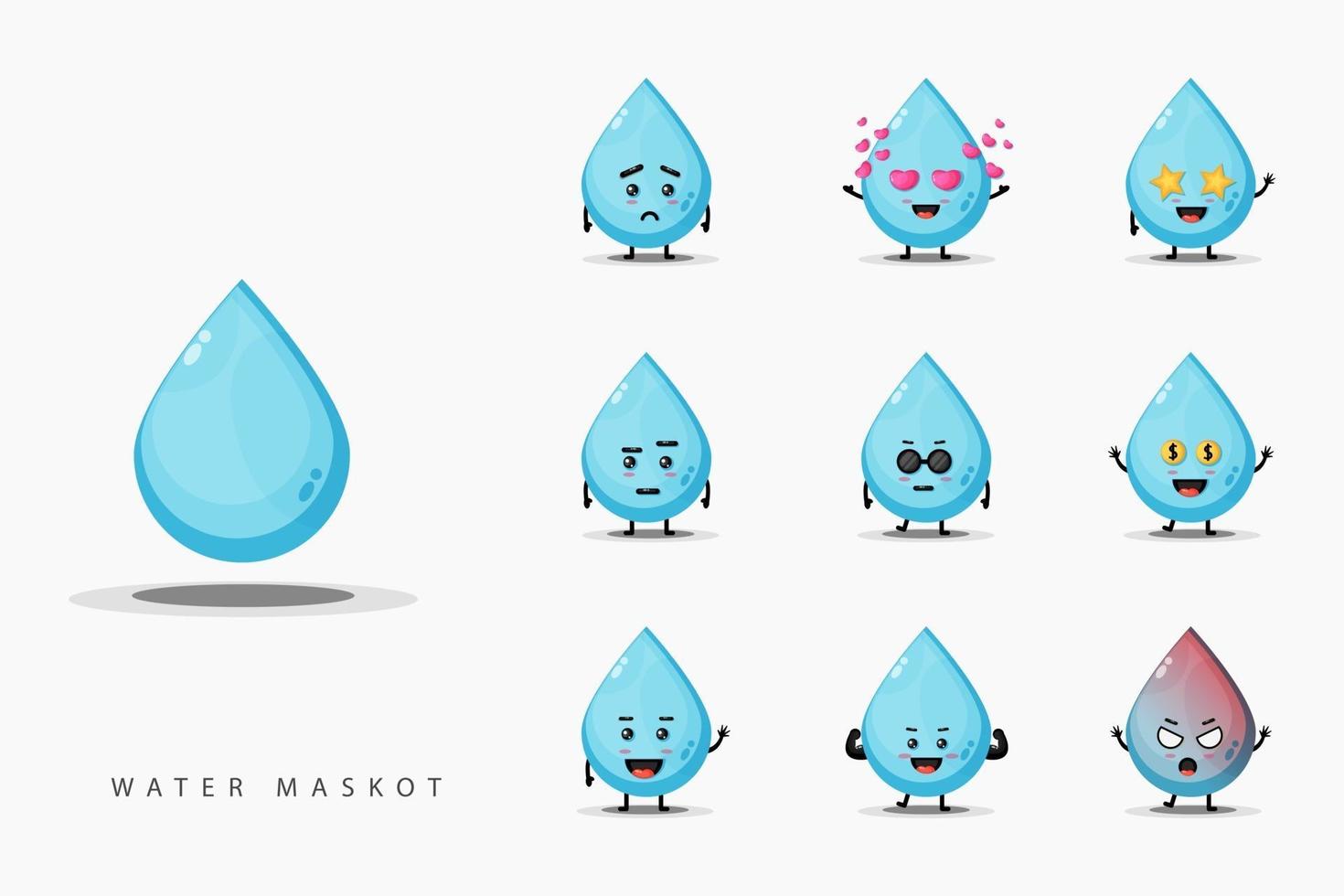 Cute water mascot set vector