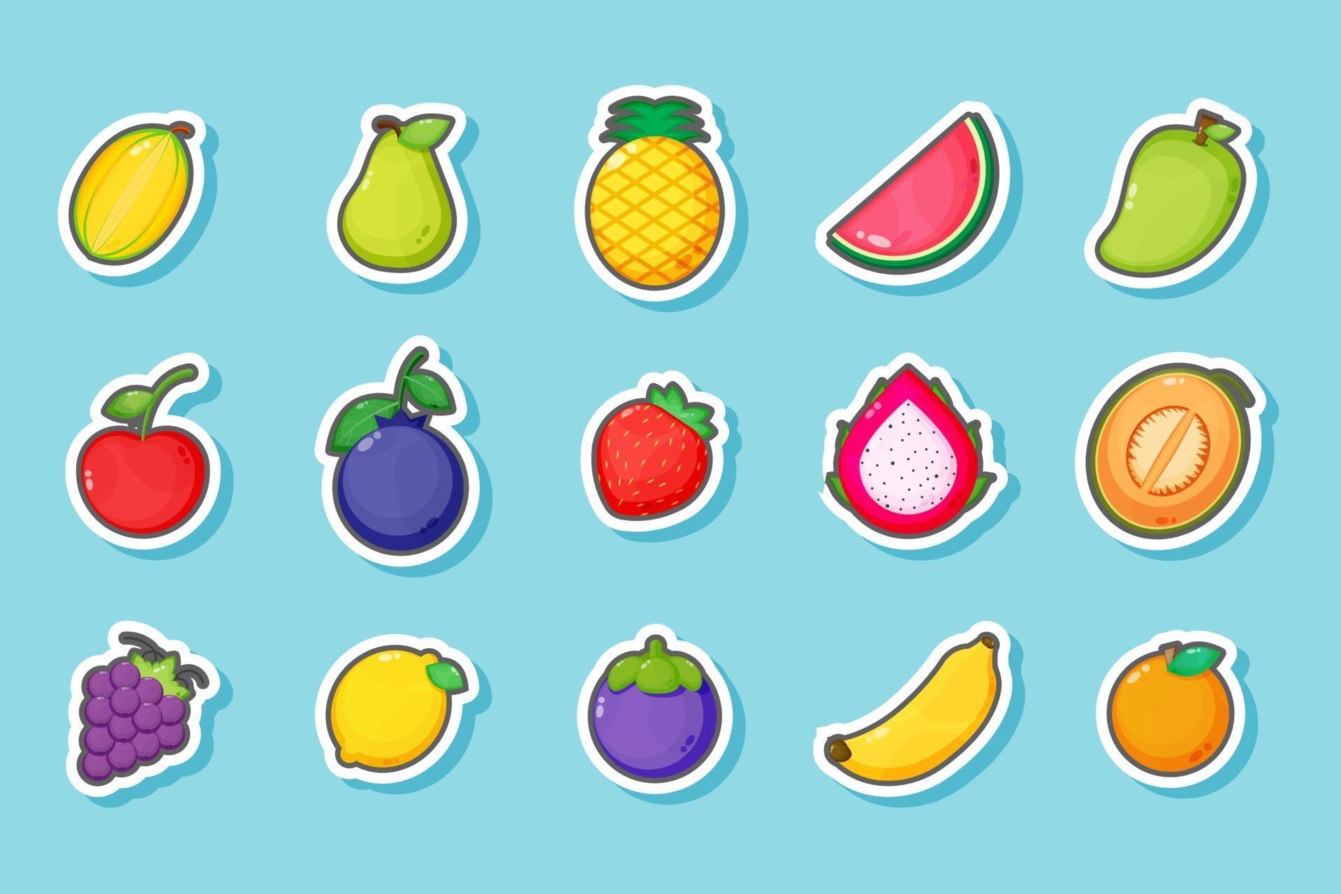 Fruit stickers design set 2147193 Vector Art at Vecteezy