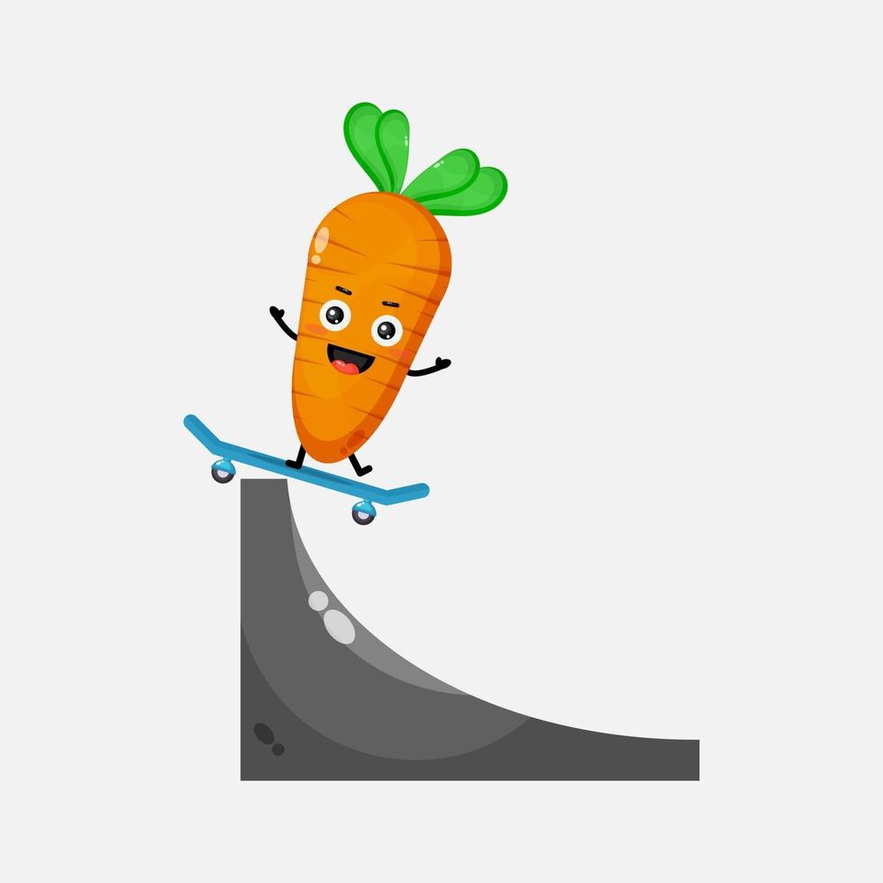 Illustration of cute carrot playing skateboard vector