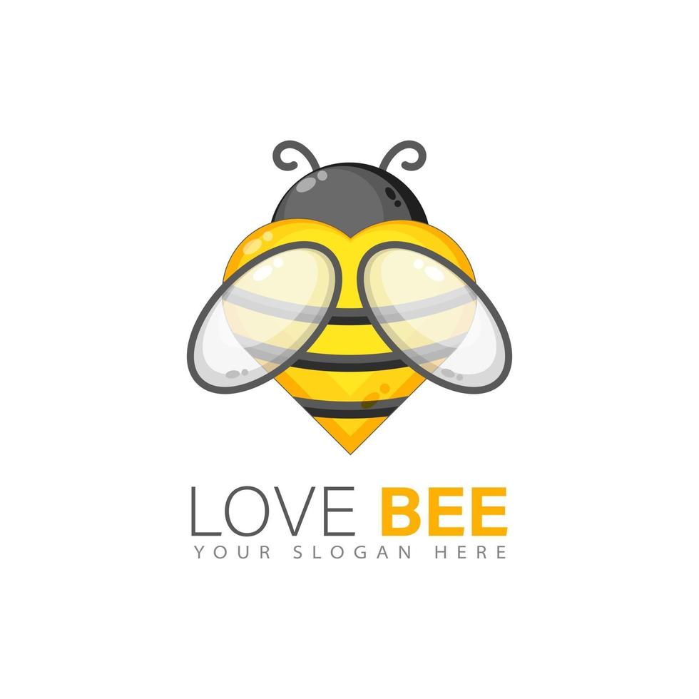 Love bee logo design vector