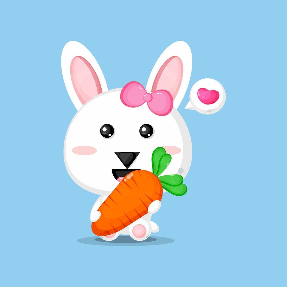Cute rabbit carrying carrot vector