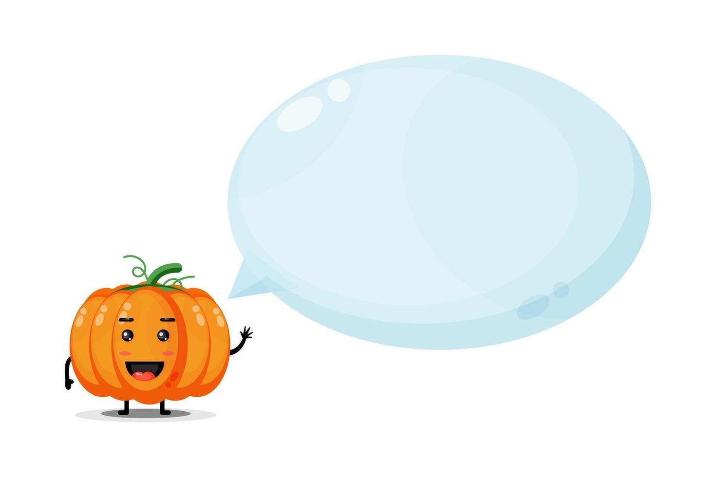 Linda mascota de calabaza con discurso de burbuja vector