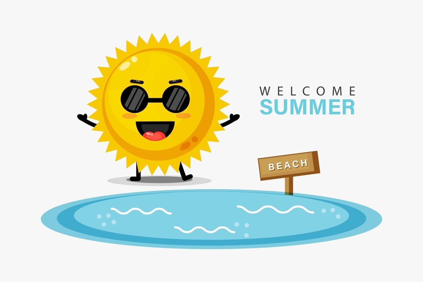 Cute summer sun mascot vector