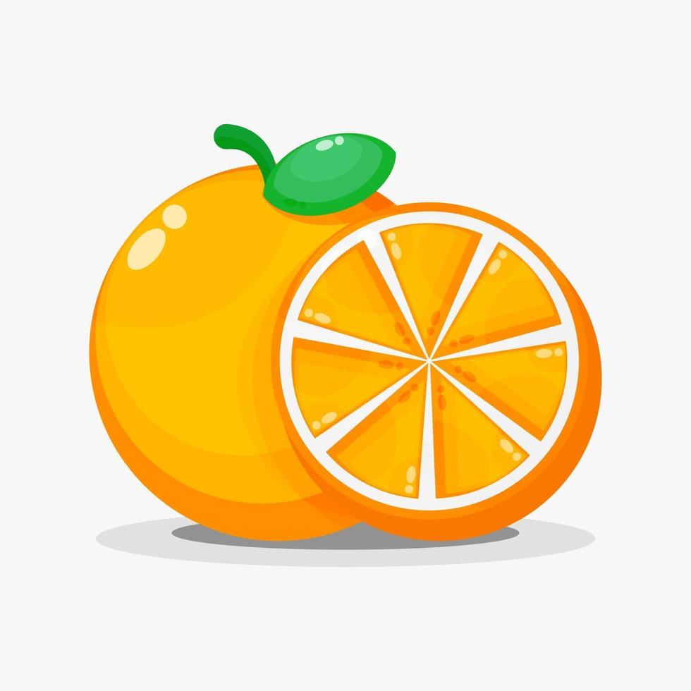 naranjas y rodajas de naranja vector