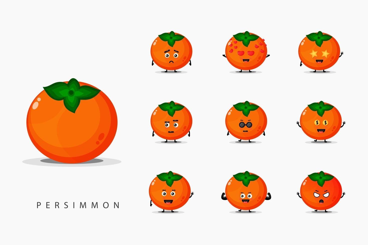 Set of cute persimmon mascot vector