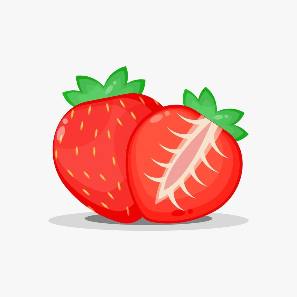 Strawberry fruit and strawberry slices vector