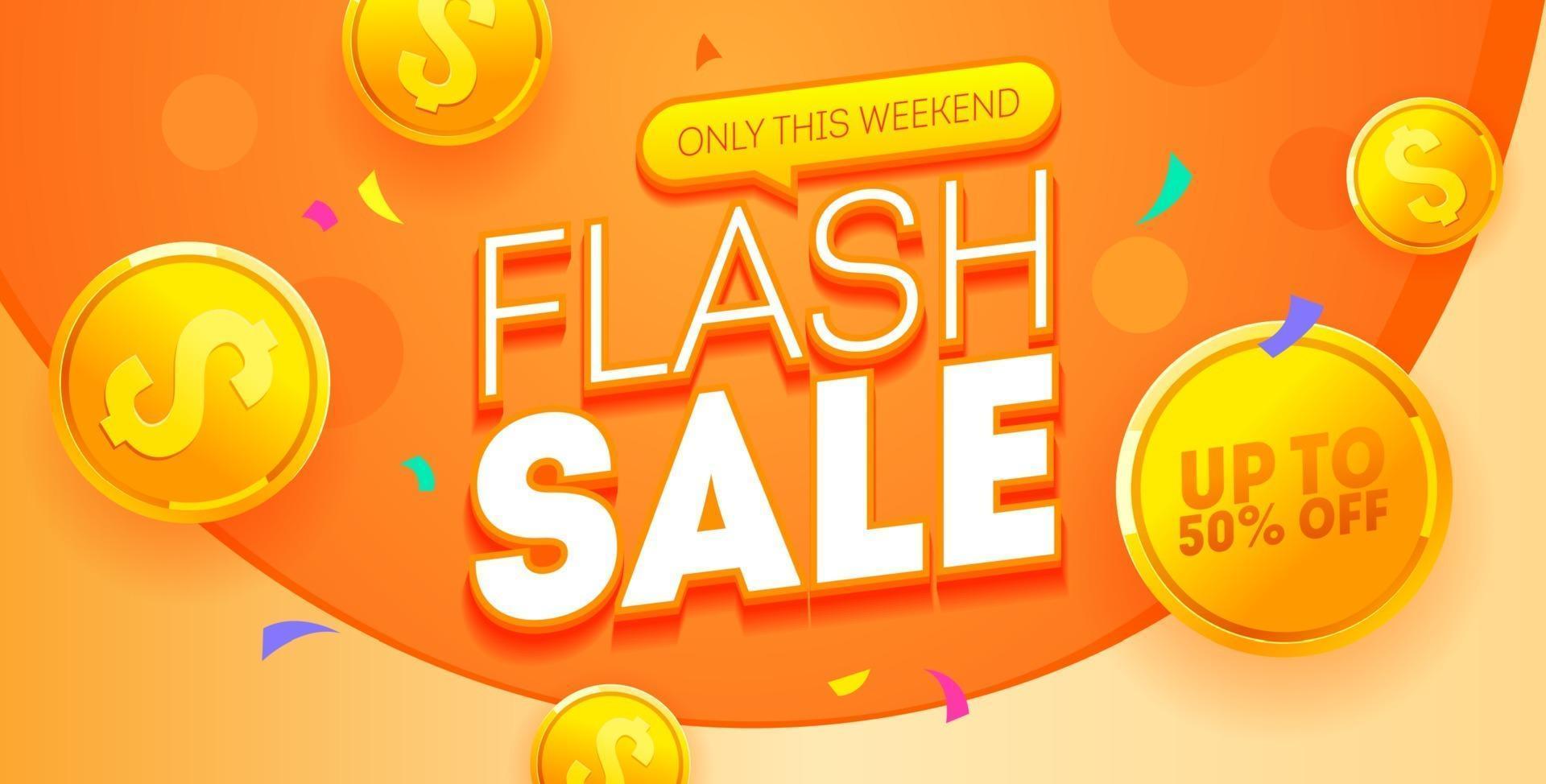 Flash sale orange banner vector