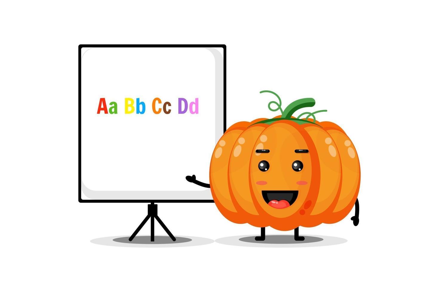 The cute pumpkin mascot explains the alphabet vector
