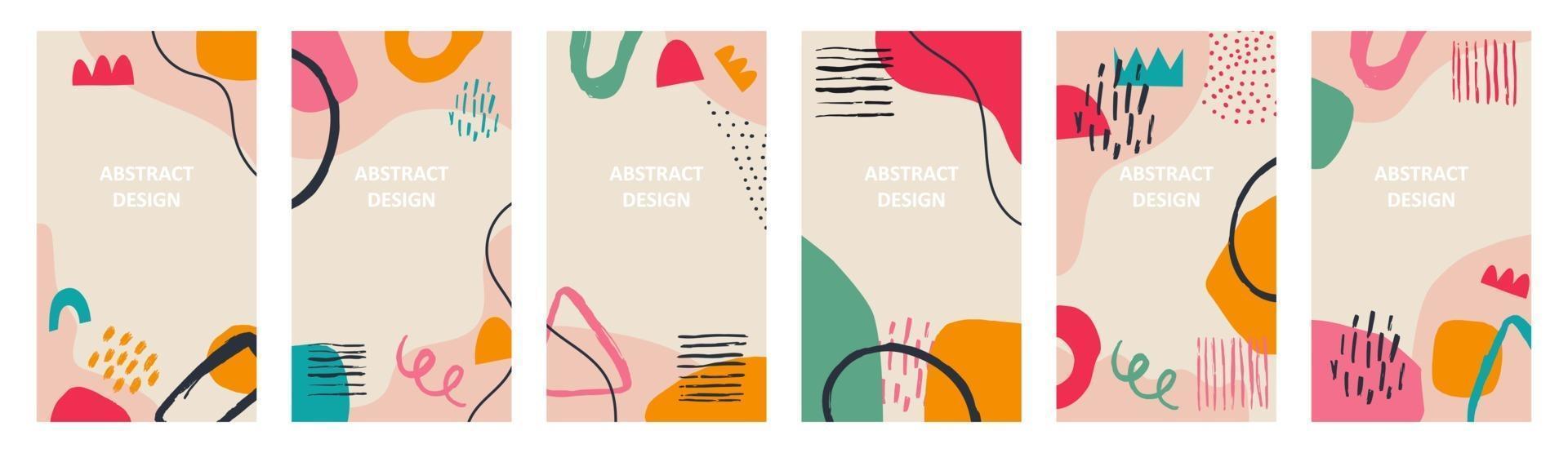 Social media backgrounds stories with abstract geometric design with Various shapes, lines, spots, dots, doodle objects. Hand drawn templates. Backdrop for social media stories vector