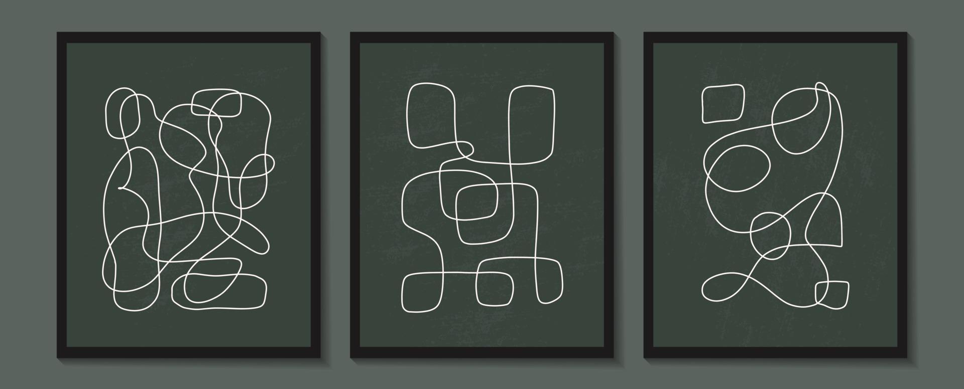 moderno conjunto contemporáneo de composición artística pintada a mano minimalista geométrica creativa abstracta. carteles vectoriales para decoración de paredes en estilo vintage vector