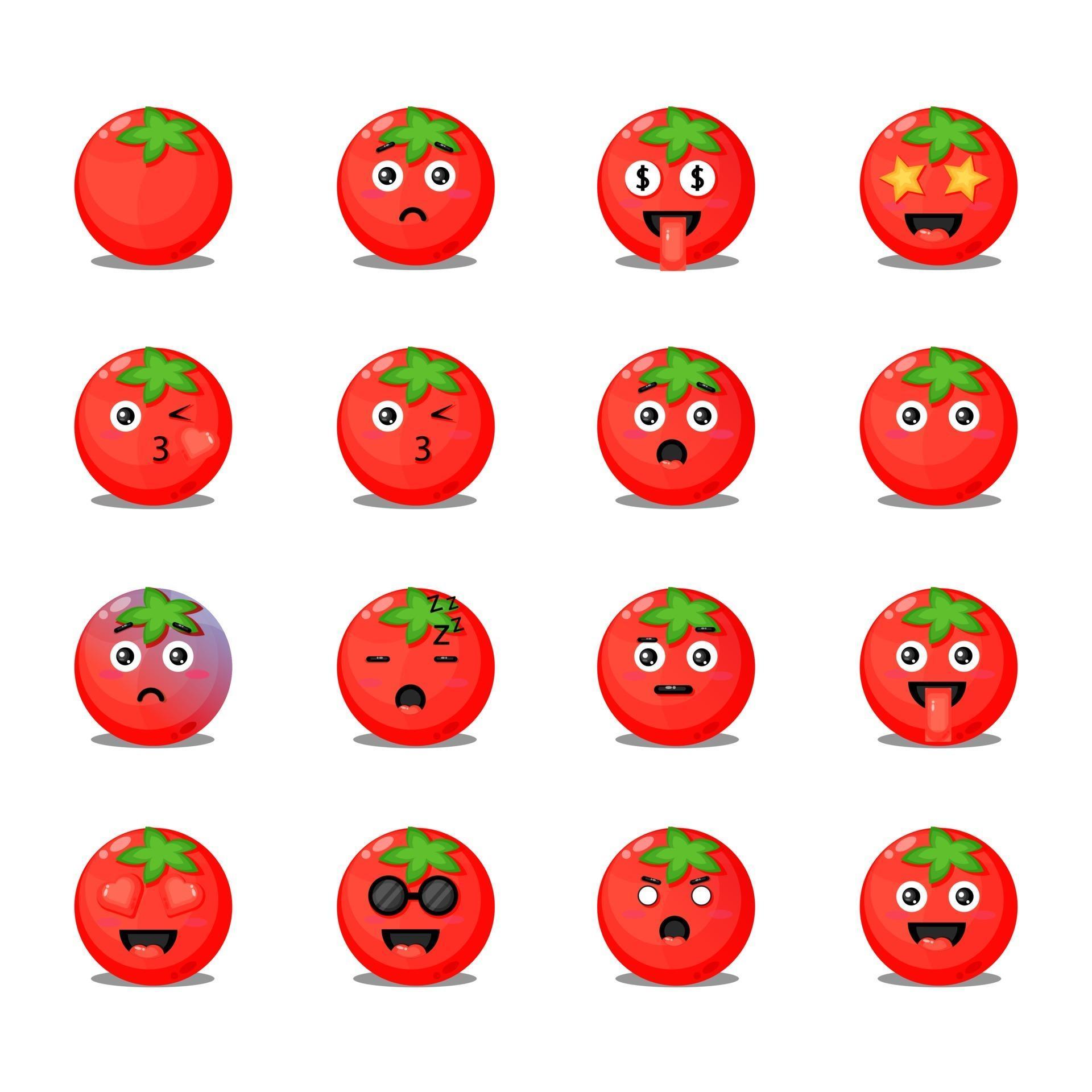 Set of cute tomatoes with emoticons 2147429 Vector Art at Vecteezy