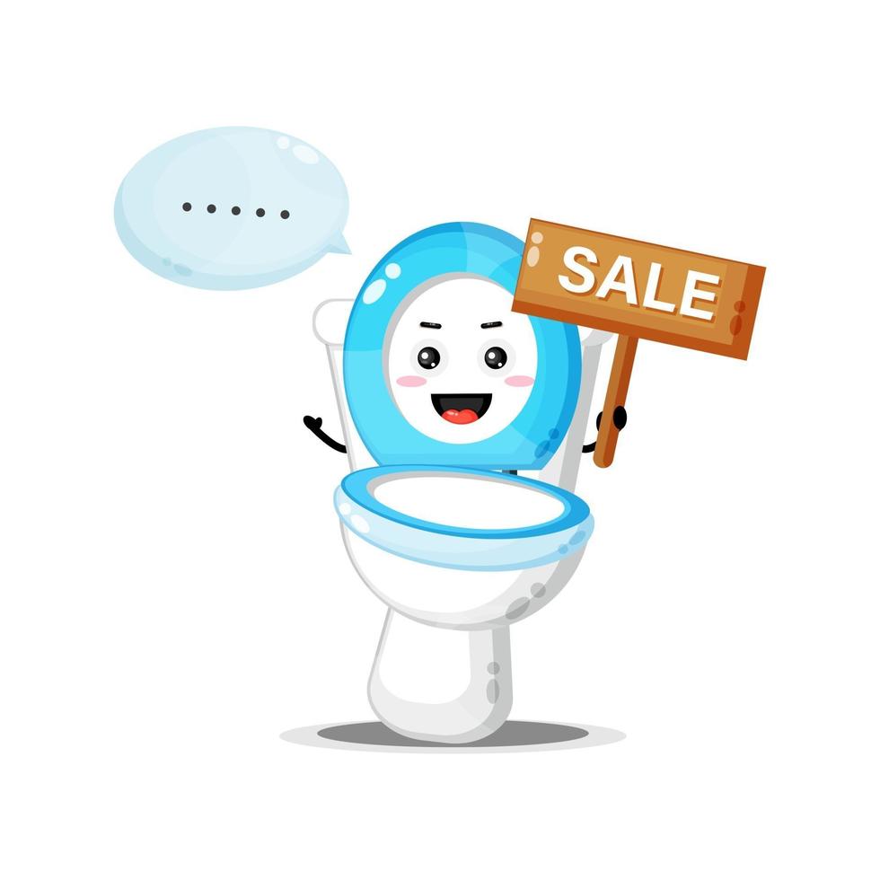 Cute toilet bowl mascot with the sales sign vector