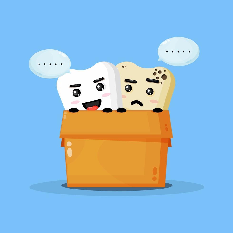 Cute tooth mascot in the box vector