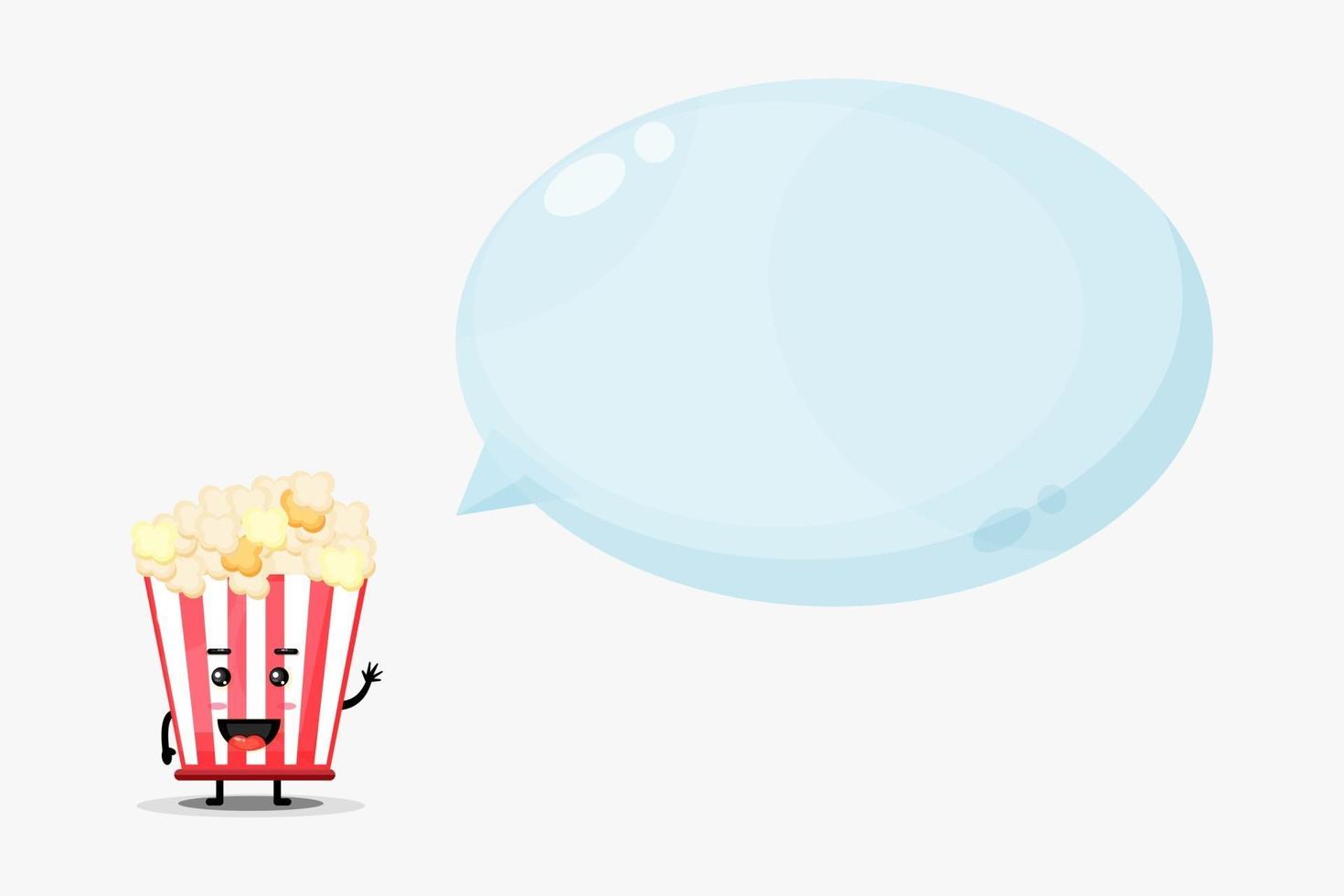 Cute popcorn mascot with bubble speech vector