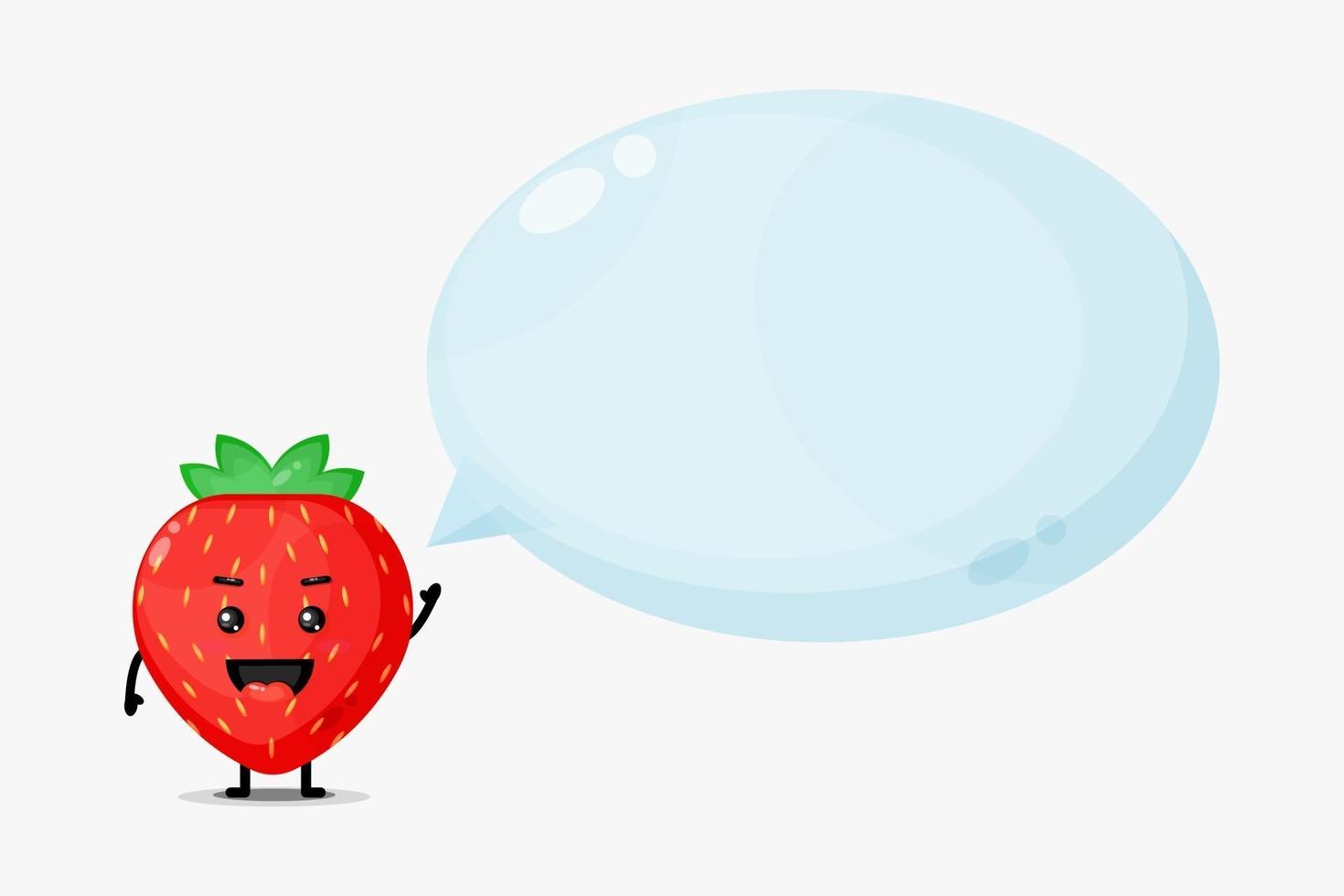 Cute strawberry mascot with bubble speech vector