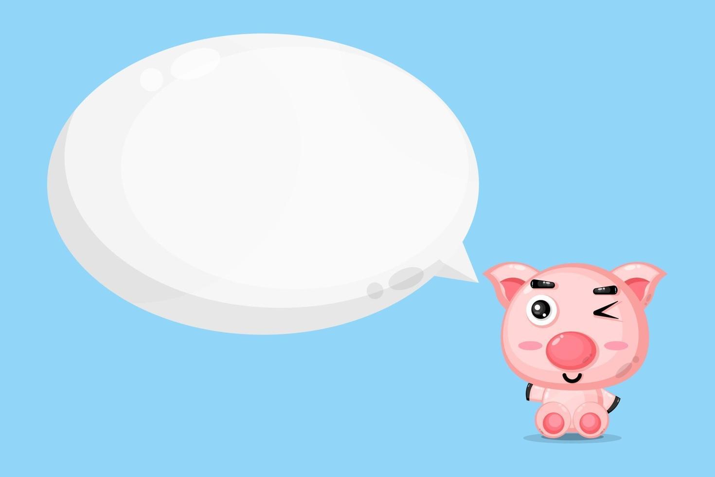 Cute pig character with bubble speech vector