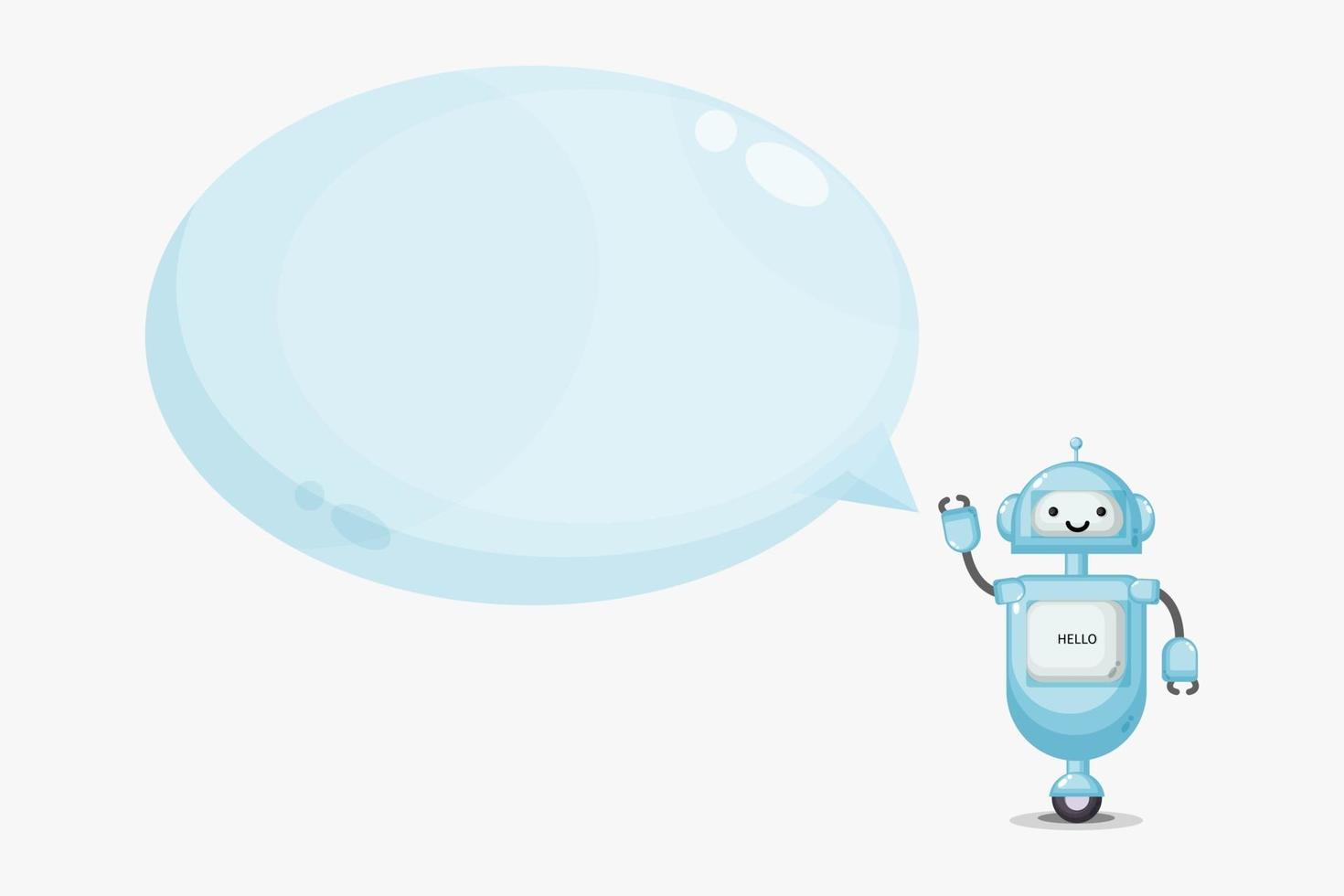 Cute robot character with bubble speech vector