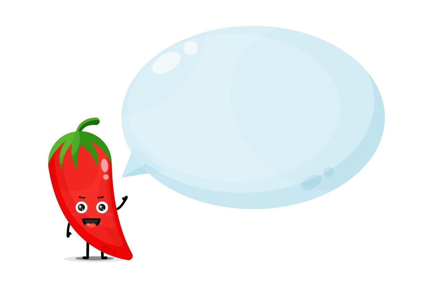 Cute red chili mascot with bubble speech vector