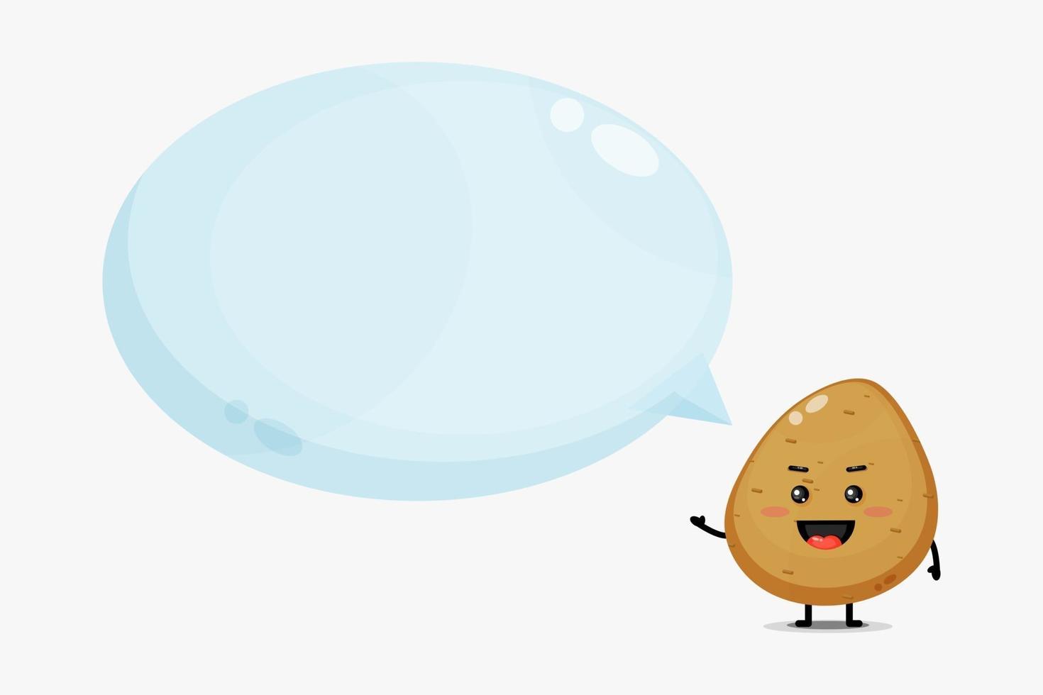 Cute potato mascot with bubble speech vector