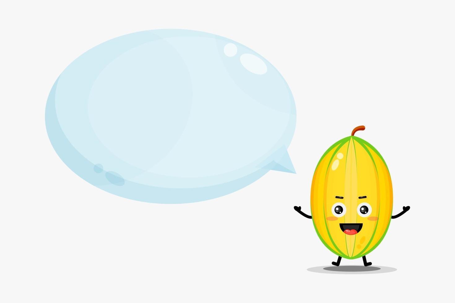 Cute star fruit mascot with bubble speech vector