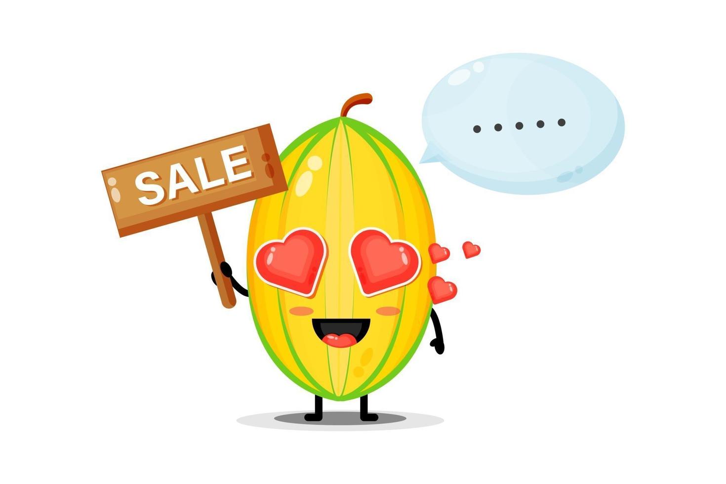 Cute star fruit mascot with the sales sign vector