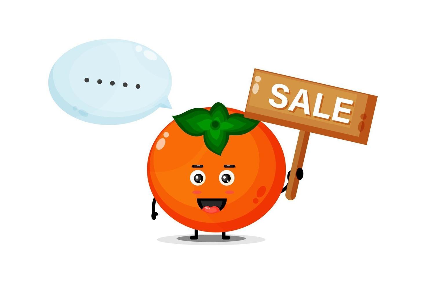 Cute persimmon mascot with the sales sign vector