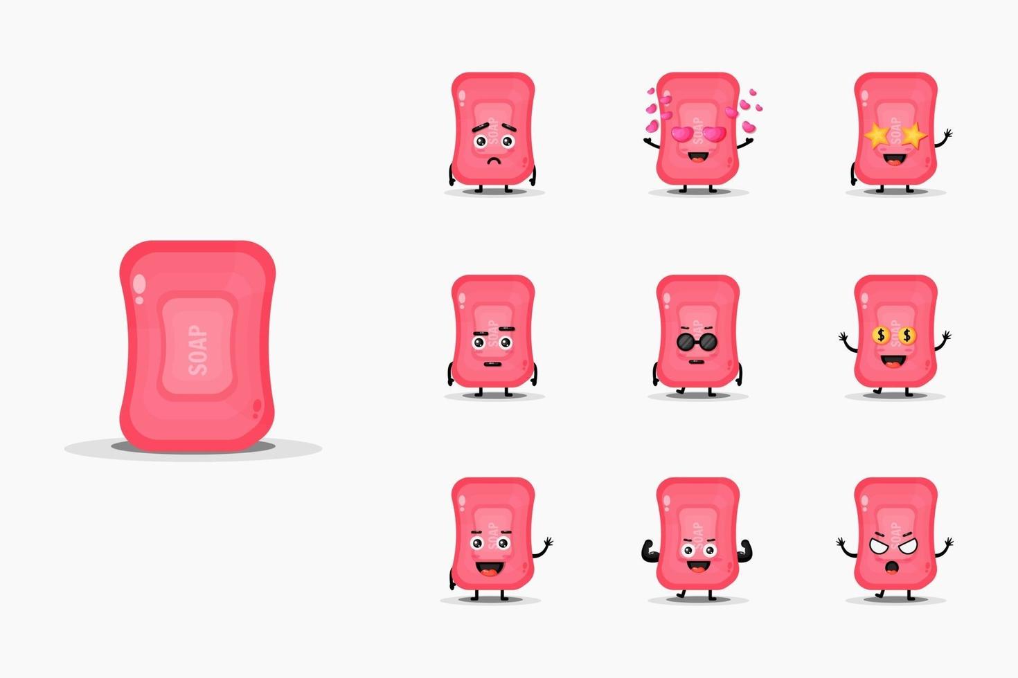 Cute soap mascot set vector