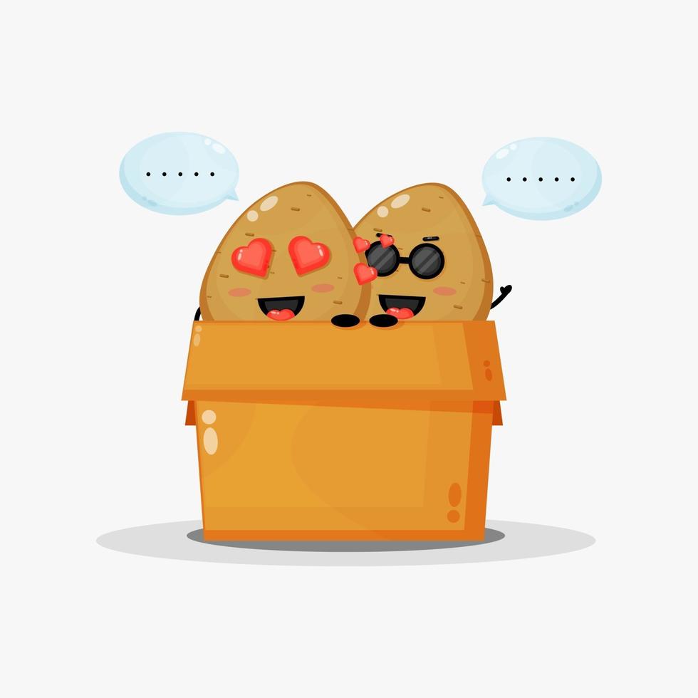 Cute potato mascot in the box vector