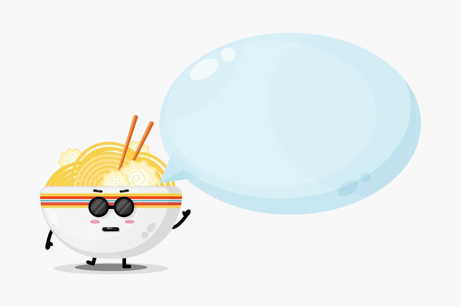 Cute ramen mascot with bubble speech vector