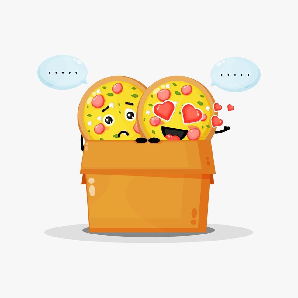 Cute pizza mascot in the box vector