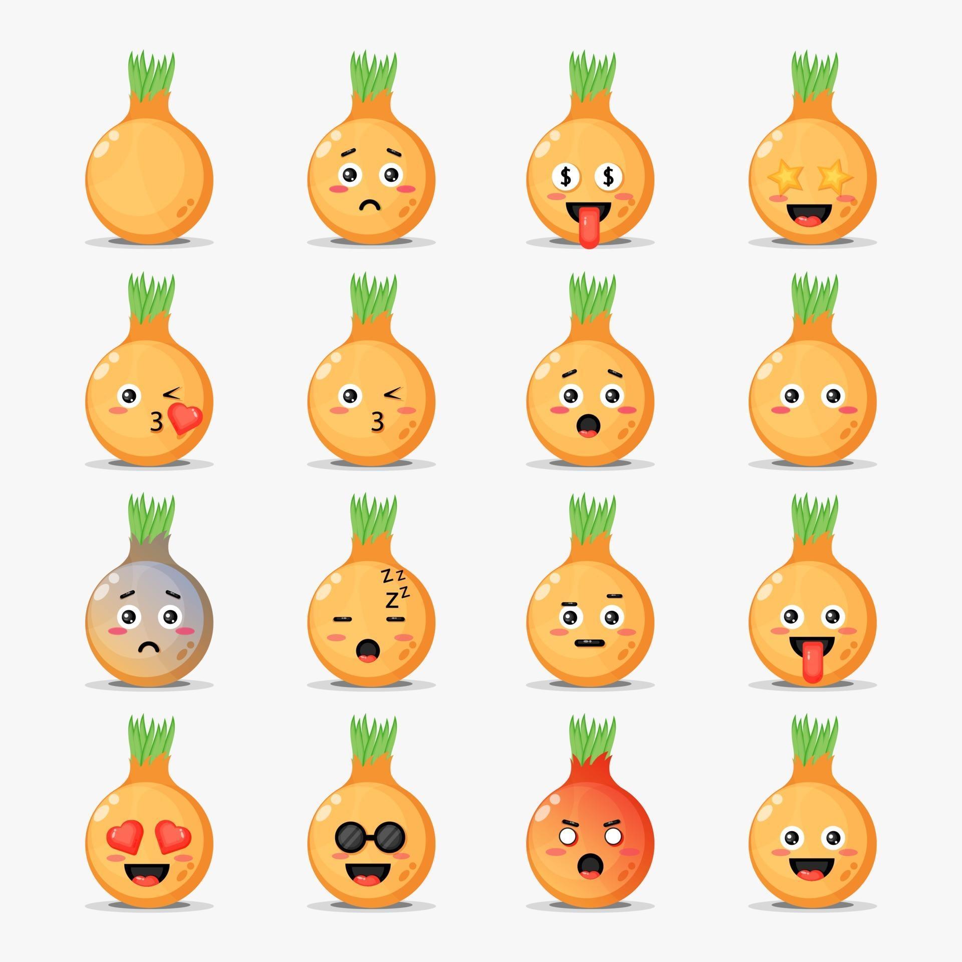 Cute onions with emoticons set 2147583 Vector Art at Vecteezy