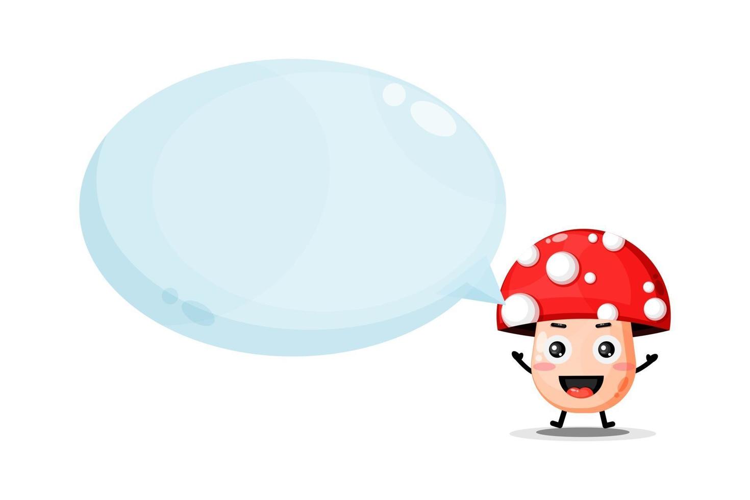 Cute mushroom mascot with bubble speech vector