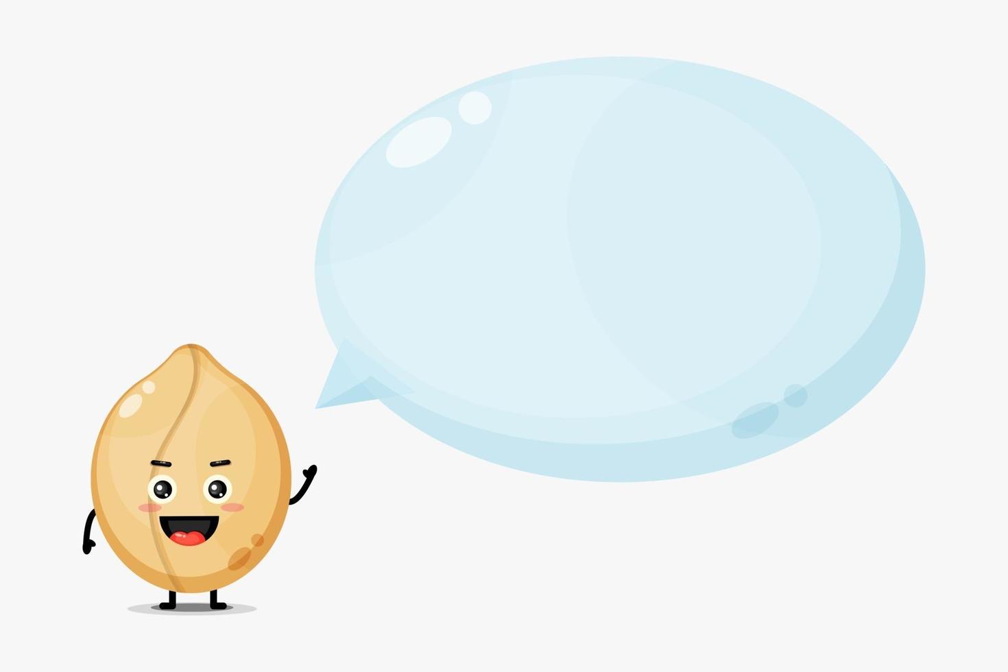 Cute peanut mascot with bubble speech vector