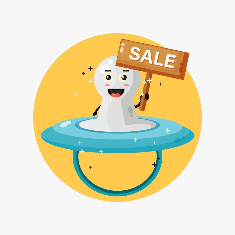 Cute baby niple mascot with the sales sign vector