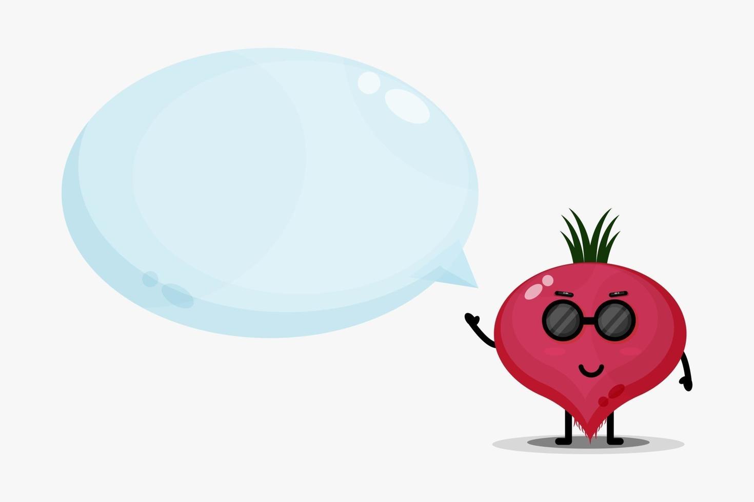 Cute beetroot mascot with bubble speech vector