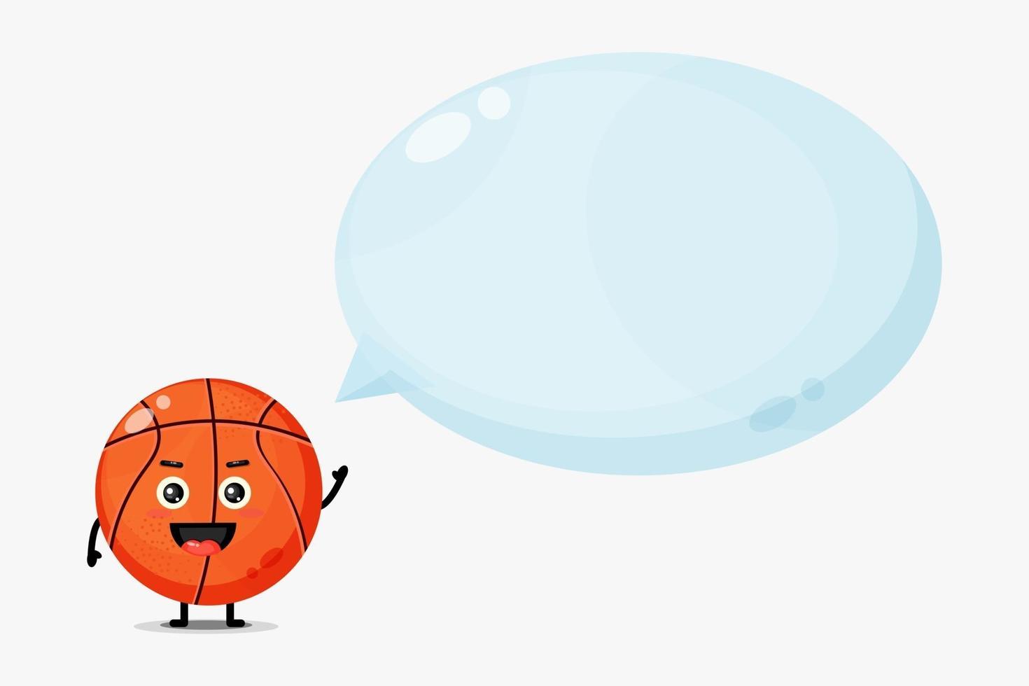 Linda mascota de baloncesto con discurso de burbuja vector