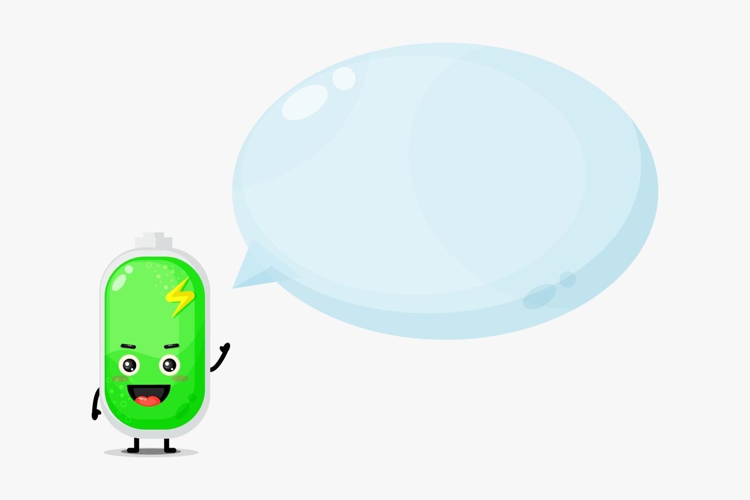 Cute battery mascot with bubble speech vector