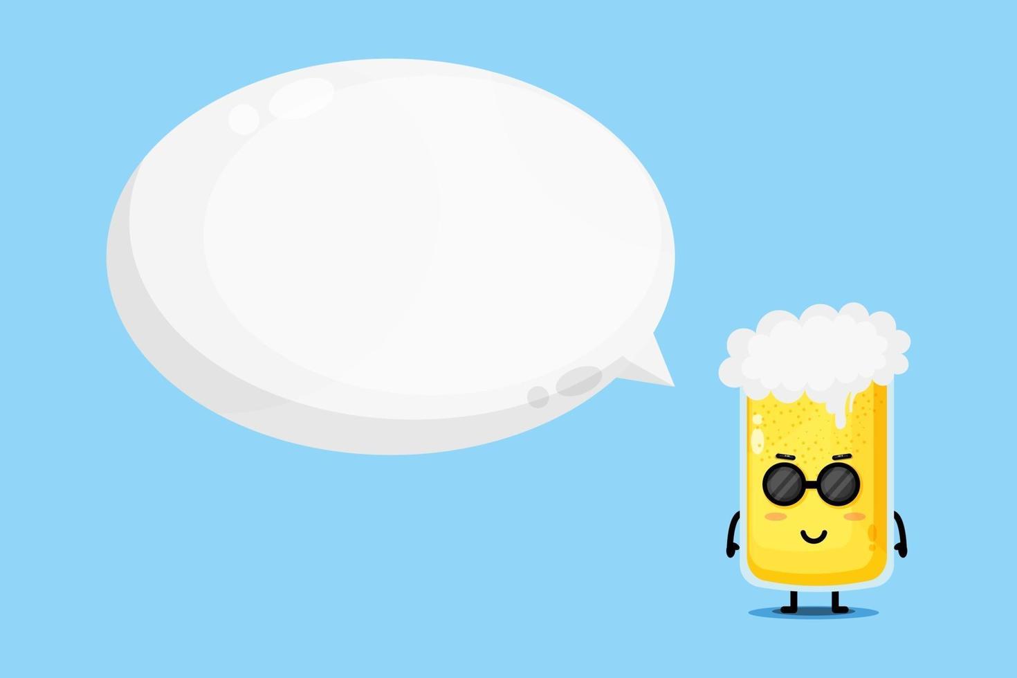 Cute beer mascot with bubble speech vector