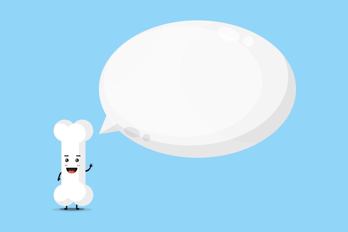 Cute bone mascot with bubble speech vector