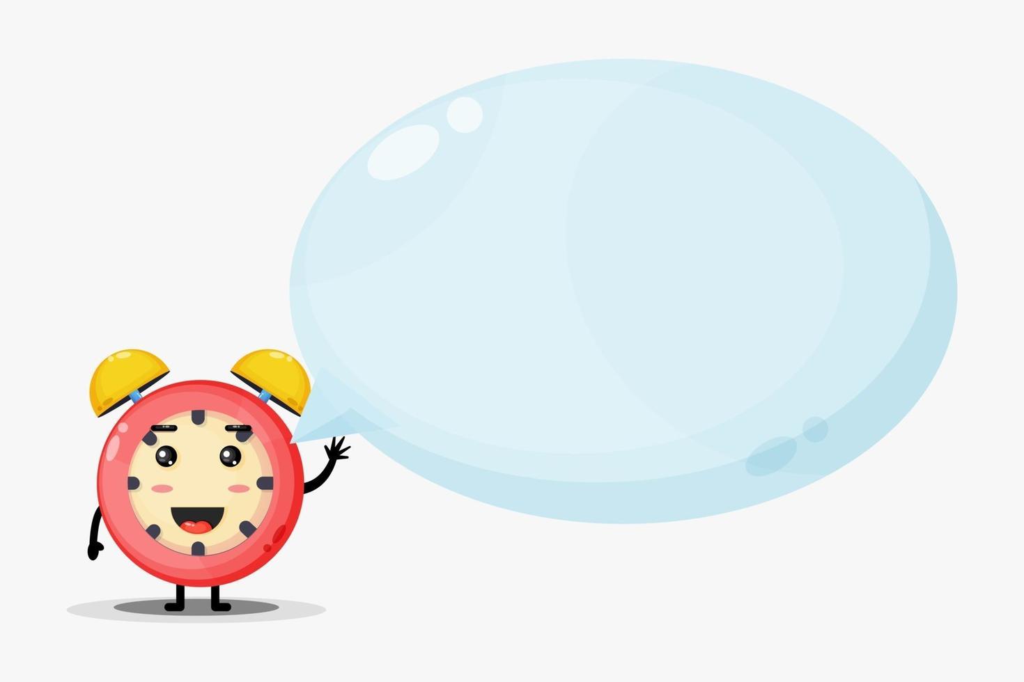 Cute alarm clock mascot with bubble speech vector