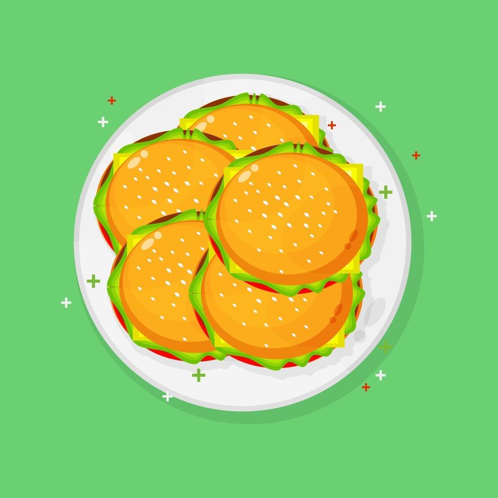 burger on a plate vector