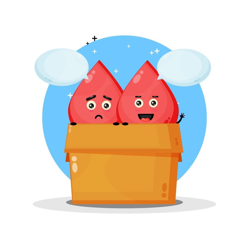 linda mascota de sangre en la caja. con expresión triste y feliz vector