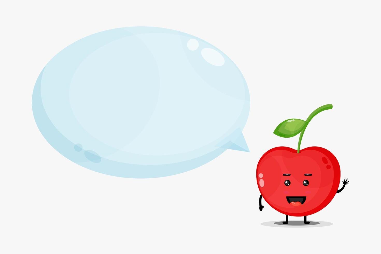 Cute cherry mascot with bubble speech vector