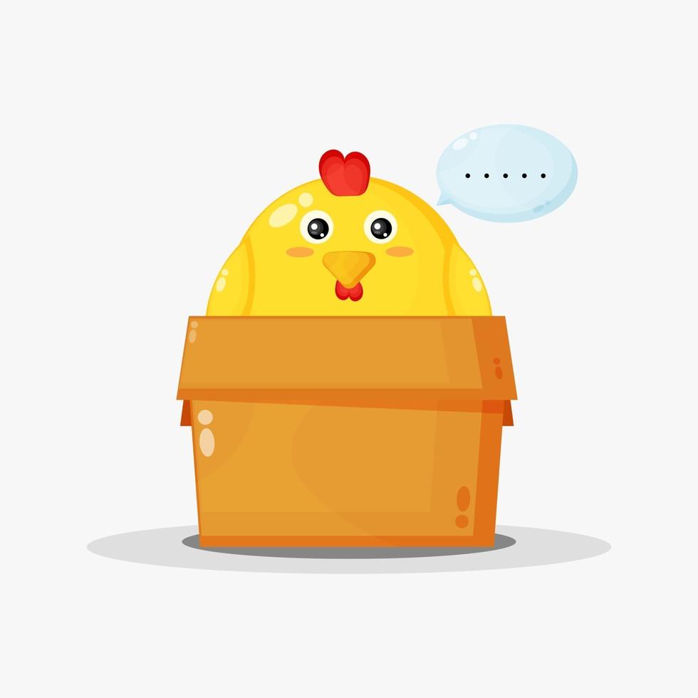 Cute chicken in the box vector