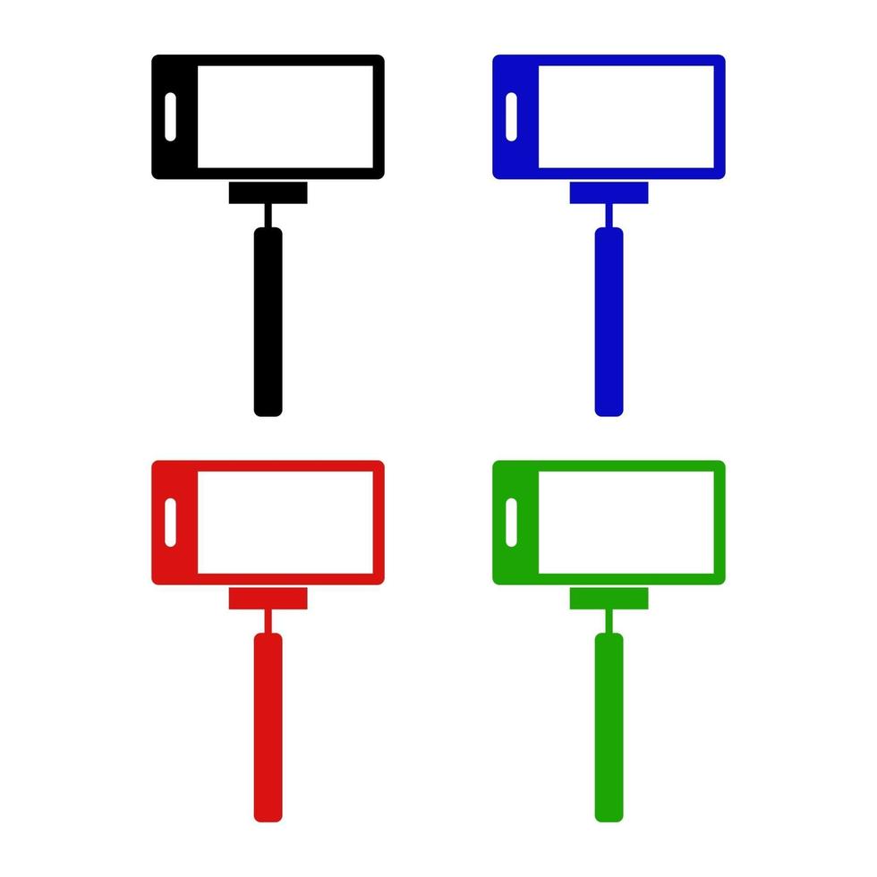 Selfie Stick Set On White Background vector