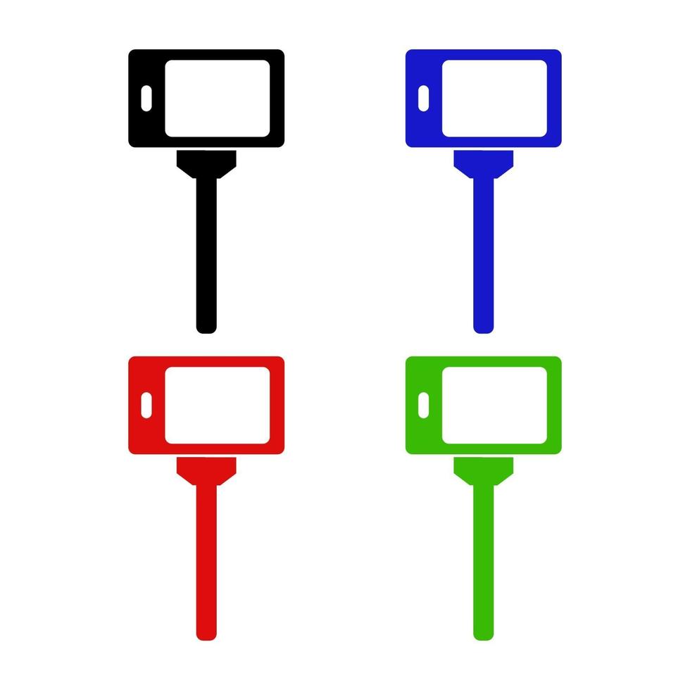 Selfie Stick Set On White Background vector