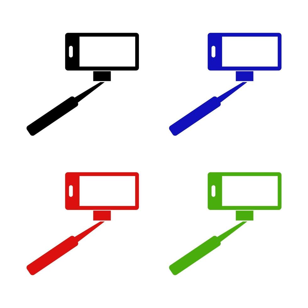 Selfie Stick Set On White Background vector